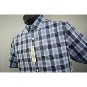 Penguin Button Up Shirt Plaid Short Sleeve Front Pocket Mens Size Small NEW